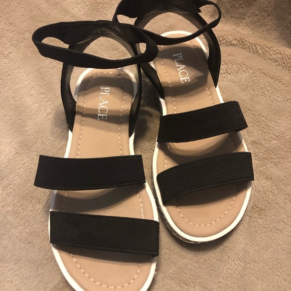 Girls elastic platform sandals with glitter sole - Picture 2 of 6